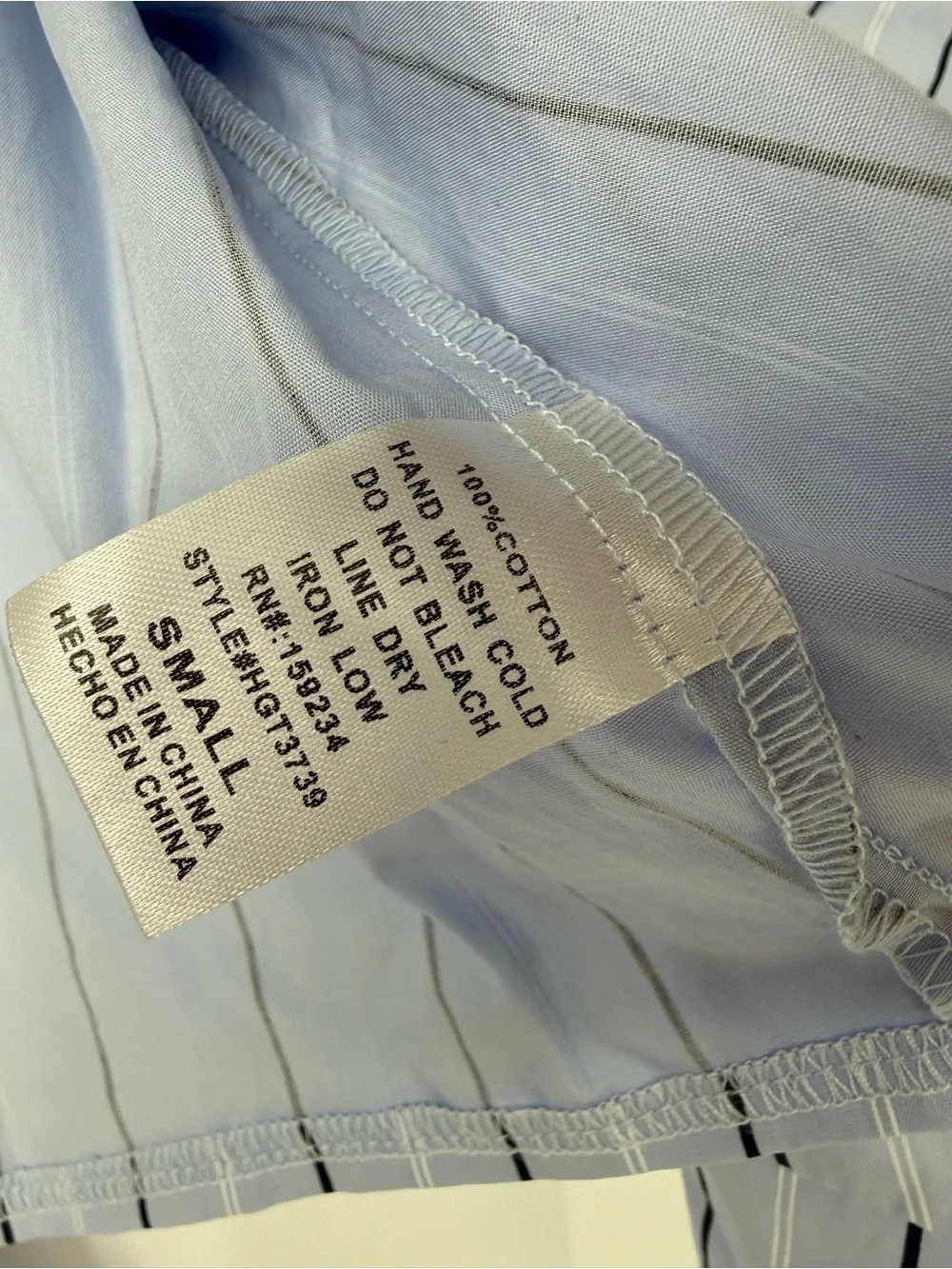 Tie-Front Puff Sleeve Crop Top - Light Blue Stripe Size S